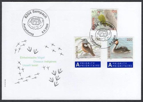 FAUNA BIRDS 2008 SWITZERLAND FDC