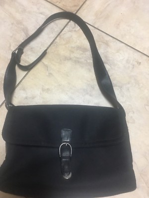 Talbots Black Fabric And Leather Handbag/Purse
