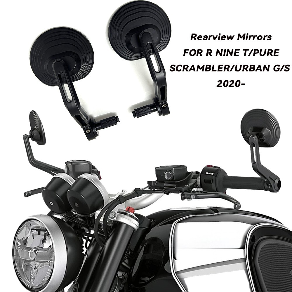 Bar end mirror BOB black rounded anti-glare M12 for BMW R nine T