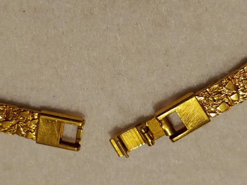 Vtg - Gold Tone - Nugget Style - Necklace, 8 mm Wide - 18 Inches Long, Unisex - Picture 9 of 9