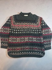 Eddie Bauer Women's Vintage Nordic Fair Isle Cotton Sweater Size Medium