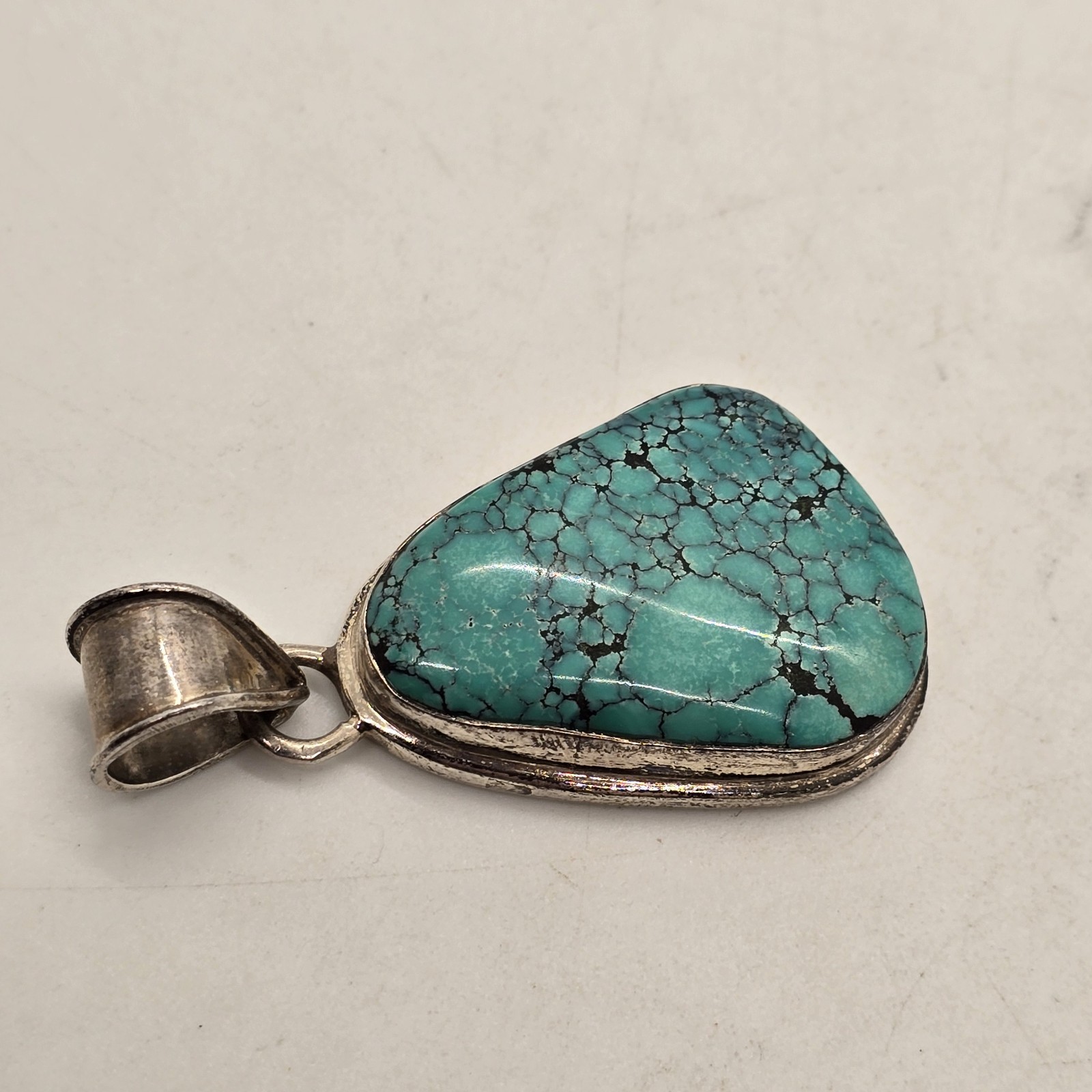 Sterling Silver Large Turquoise Southwestern Tria… - image 6