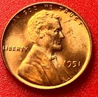 1951-P Lincoln Wheat Cent Penny GEM RED BU From an Original Bank Roll