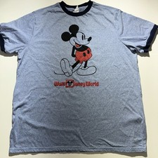 Vtg 70s MICKEY MOUSE WALT DISNEY WORLD RINGER T-Shirt XXL Heather Blue 80s