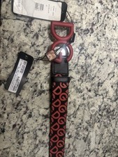 Dolce&Gabbana Men's Red Black Logo Buckle Adjustable Dress Belt Size 85