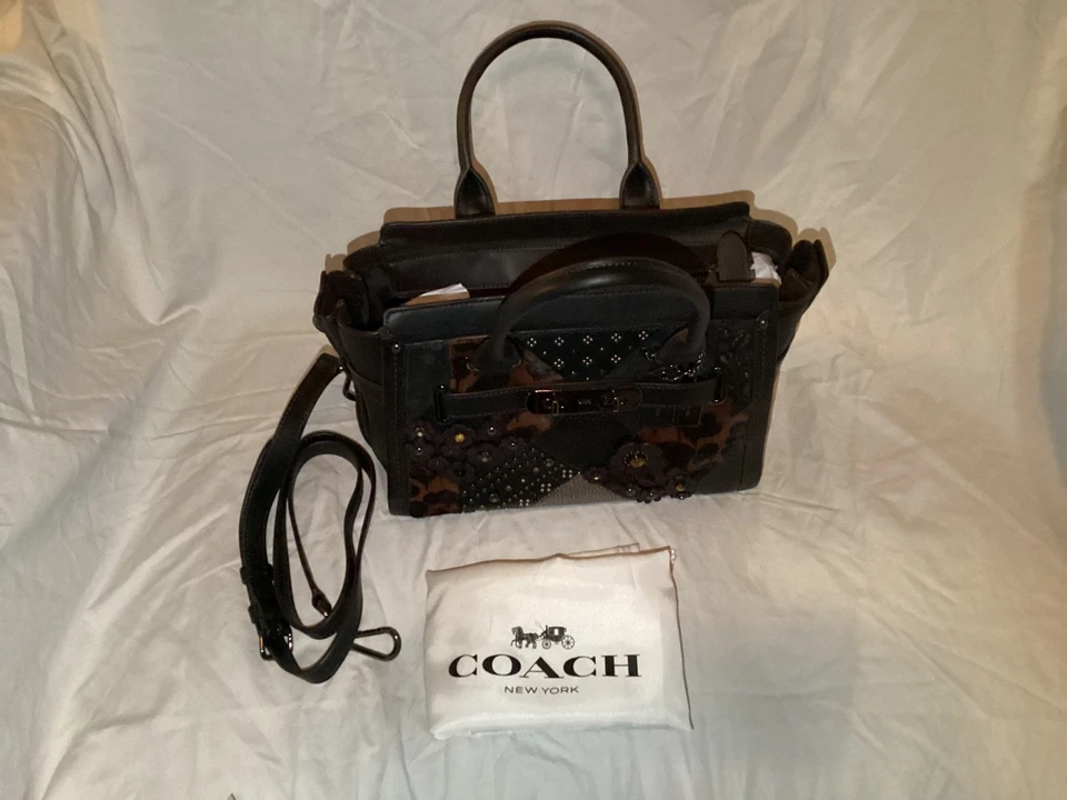 Coach 55503 Acolchado Cañón Swagger 27 Cartera Cuero Hombro Monedero Embellecido Foto 3 de 4