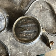 Vintage Per Lux 36a Fog Spot Lights Stainless Steel Chrome W Brackets Wires 2