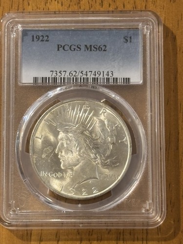 1922-S$1 PCGS MS62 Silver Peace Dollar