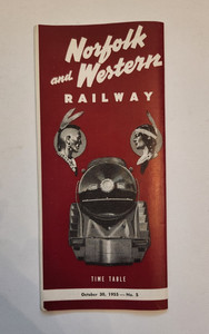 NORFOLK and WESTERN RAILWAY Time Table - October 30, 1955 - No. 5