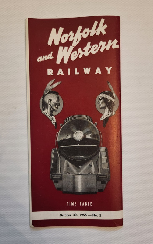 NORFOLK and WESTERN RAILWAY Time Table - October 30, 1955 - No. 5