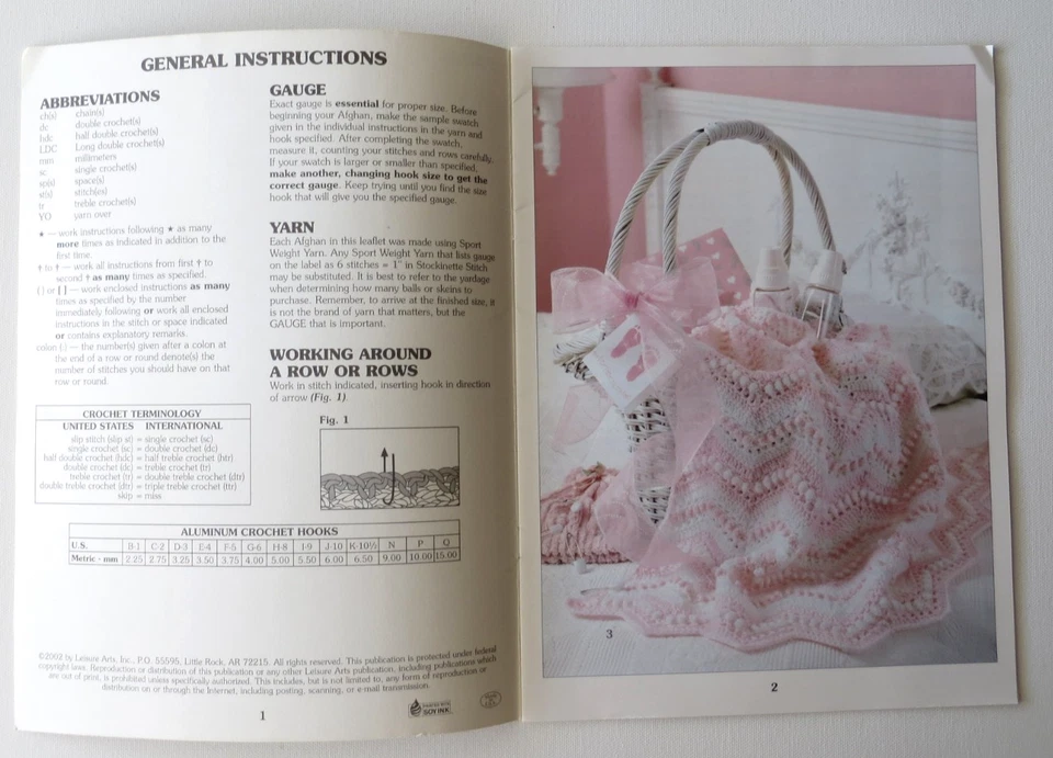 Leisure Arts Baby Afghans Lot Of 3 And 1 "New Crocheted Basics" Pattern Book - Image 4 of 4