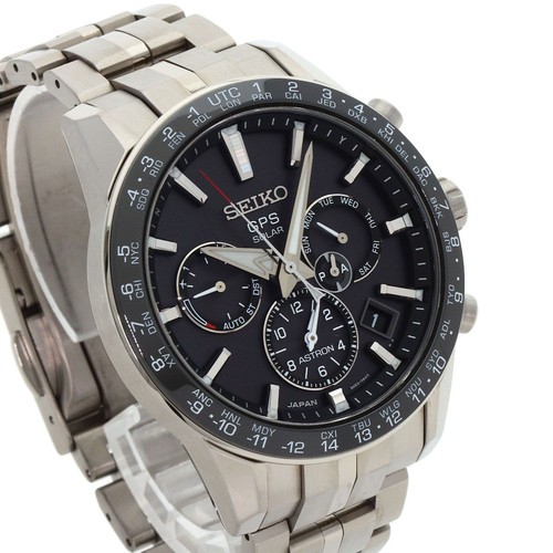 Seiko Astron SBXC003 GPS Chronographe Titane Céramique Blk SLV Solaire Montre - Photo 4 sur 9