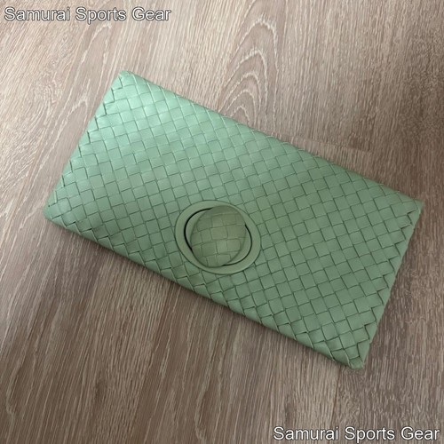 Bottega Veneta Green Woven Clutch Bag Leather Authentic Ladies Designer Bag from