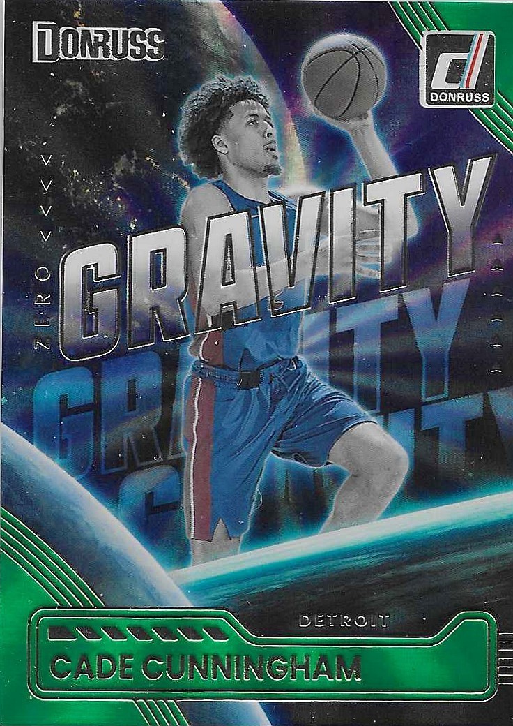 CADE CUNNINGHAM 2025-26 DONRUSS ZERO GRAVITY 14 GREEN HOLO LASER PISTONS!