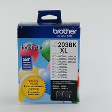 NEW Brother Genuine LC203BK XL Black Ink High Yield Toner Cartridge 2pk EXP 9/23