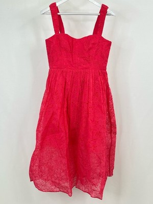 FRENCH CONNECTION NWT $198 Size 8 Pink Women Floral Embroidery Eyelet Boho Dress