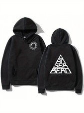 Canserbero Unisex Oversized Gothic Y2K Hooded Sweatshirt - BlackWhite Logo Lette