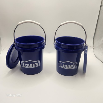 #ad Lowe’s set of two mini Blue Bucket with lid Shipping discount $8.95