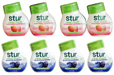 4 Stur Strawberry Watermelon + 4 Stur Blue and Blackberry Liquid Water Enhancer