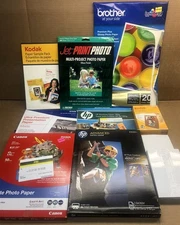 Huge Lot of Assorted Inkjet Photo Paper HP Canon Epson Kodak 8.5X11" 4X6" 11X17"
