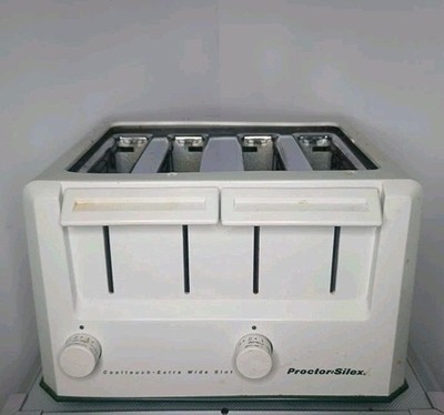 Proctor Silex 4 Slice Toaster Extra Wide Slots Bagels Cool Touch White Tested