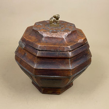 Antique Hand Carved Oriental Wooden Box Chinese Brown 3D Foo Dog Carvings Wood