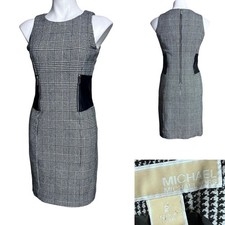 Michael Kors dress sz 2 Black/white stretch houndstooth sleeveless office church