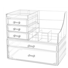 Cq Acrylic 2 Pack Clear Make Up Organizers For Vanitystackable 5 Drawers Make