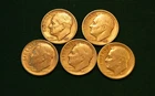 Lot of 5 Circ. 90% Silver Roosevelt Dimes 1951(1), 51S(1), 52(1), 52D(1), 52S(1)