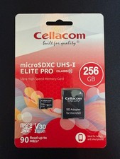 Cellacom MicroSDXC UHS-I Memory Card 256GB Class 10 U3 A1 w/ Adapter