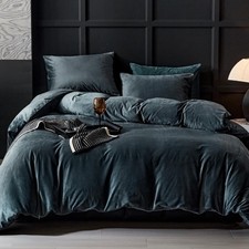 WARMDERN Dark Grey Flannel Velvet Duvet Cover King Size Duvet Cover Bedding S...