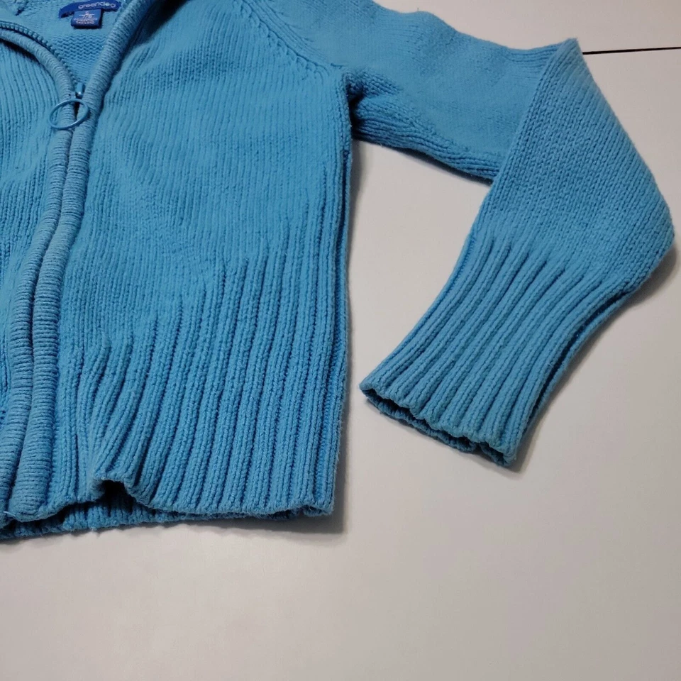 Cardigã Greendog Meninas 7/8 Jaqueta Azul Elástica Zíper Completo Grande Gola Espalhada Top - Imagem 2 de 4