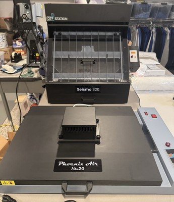 DTF Station Phoenix Air 16x20 def cooker and Seismo S20 DTF shaker