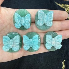 5pc Natural Amazonite Carved Butterfly Reiki Crystal Skull Decor gift