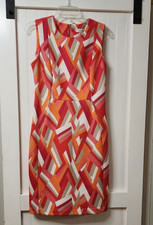 Calvin Klein Women's Geometric Pink and Orange Sleeveless Dress Size 8