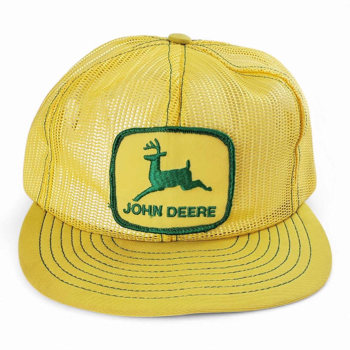 Vintage John Deere Full Mesh Snapback Trucker Hat Green Stitching