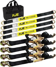 Heavy Duty Car Trailer Tie down Straps 4 Pack Kit - 2" X 8' Ratchet Straps  J-H
