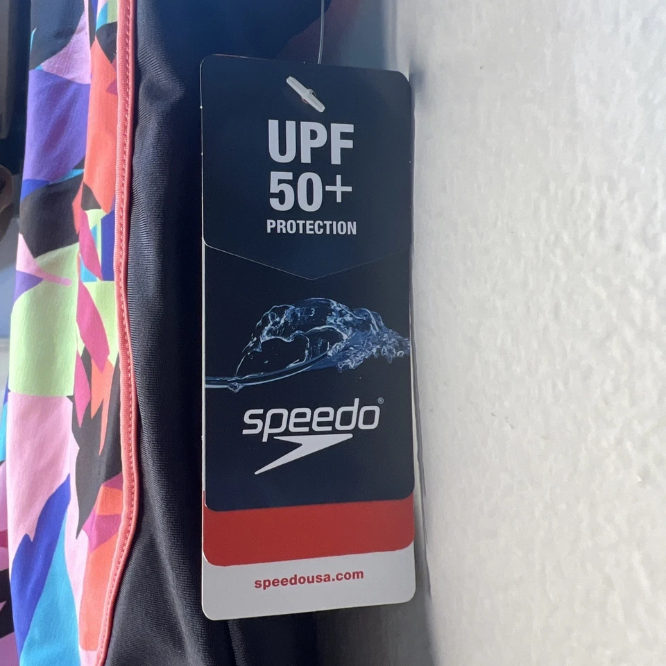 SPEEDO Girl's Size 16 Swimsuit 1 Pc Swim Black Pink Coral Paradise NWT - Image 3 of 4