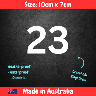 Number 23 Vinyl Sticker Simple Font Letterbox Motorsport Racing Bike ...