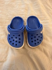 Crocs Baby Toddler Shoes C4 Navy Blue White Red Slip On Water Clogs