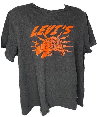 LEVI'S ORANGE TIGER RETRO T SHIRT, CHARCOAL GRAY, XXXL 3XL