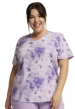 Dickies Dynamix Women Scrubs Top, DK623, Size: S, Tonal Tie Dye Lavender