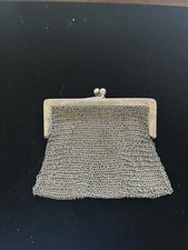 Cottle  C0. Antique Sterling Silver 1900  s Mesh Coin Purse 3.5  45 Gr