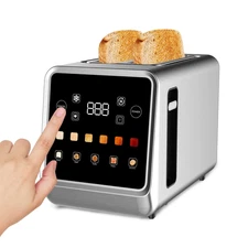 Touch Screen 2-Slice Toaster Digital LCD Stainless Steel Bagel Defrost Cancel