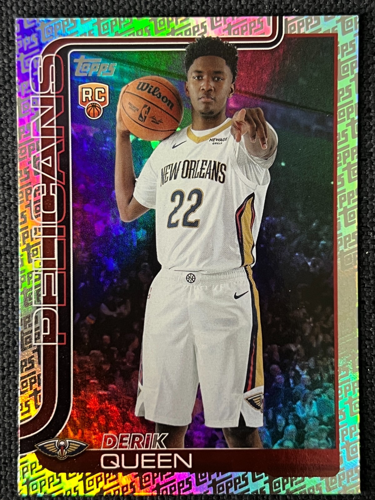 2025-26 Topps Flagship Topps Foil Pattern #213 Derik Queen RC Rookie Pelicans
