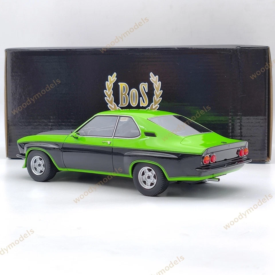 BOS 1:18 Opel MANTA TE 2800 COUPE 1975 Green & Black BOS108 Resin Model Car Used - Image 3 of 4