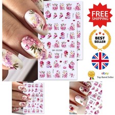 Flower Decals - Elegant Peony Rose Nail Art Sliders - 2pcs Adhesive Stickers
