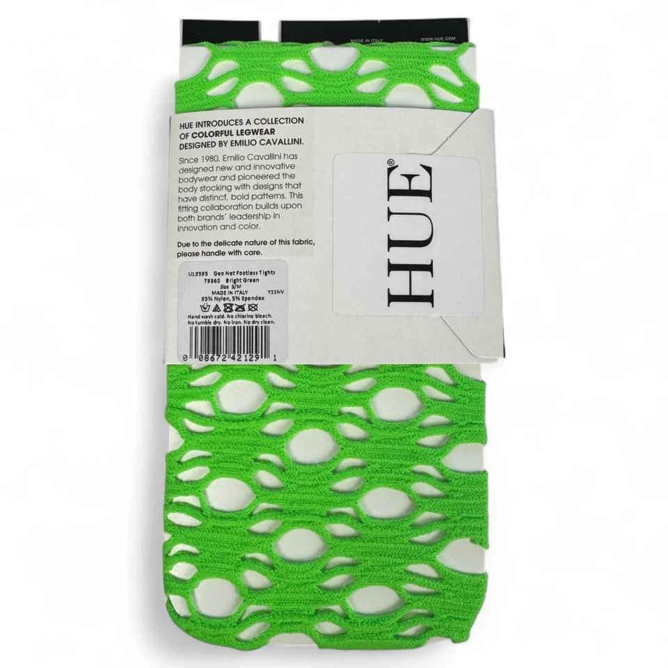 Medias sin pies Hue Emilio Cavallini Geo Net para mujer talla S/M verde brillante Foto 3 de 4