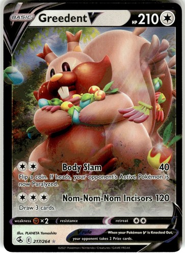 Greedent V Ultra Rare SWSH08: Fusion Strike 217/264 NM