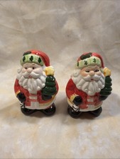 Vintage Santa Clause Ceramic Glazed Christmas Salt & Pepper Shakers